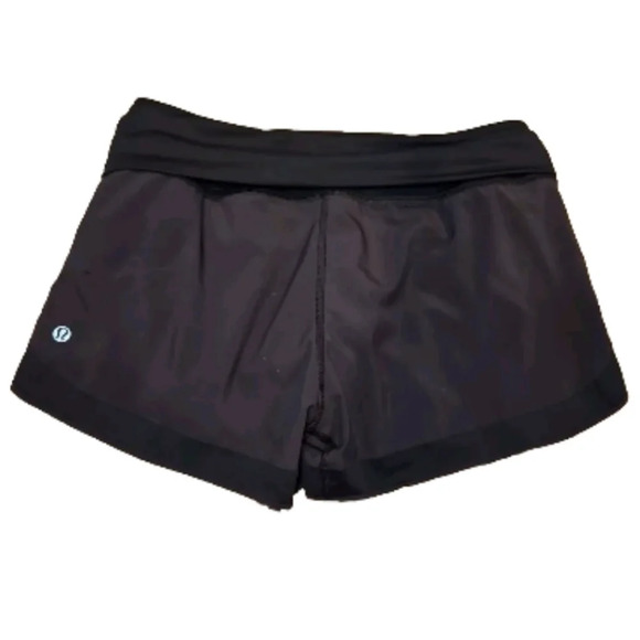 Lululemon Womens Black Fold Top Running Shorts 6 - Picture 2 of 7